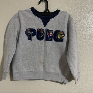 Polo by Ralph Lauren Gray Navy Logo Sweatshirt Teddy Bears Vintage Boys Size 6